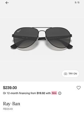 Ray-Ban Black Polarized Aviator Sunglasses